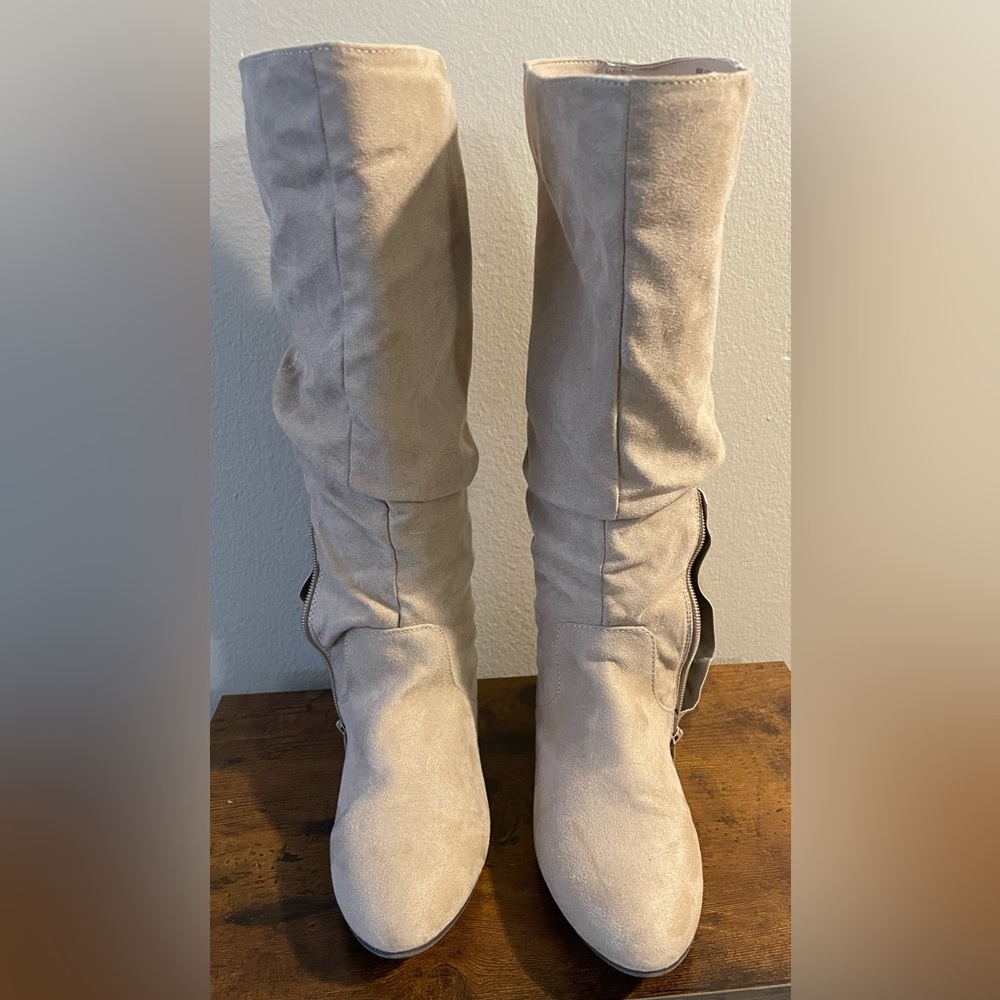 Women's Cream Knee-High Boots